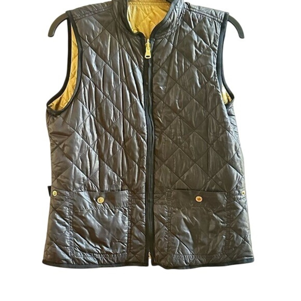 LRL Ralph Lauren reversible gold‎ black quilted vest Small